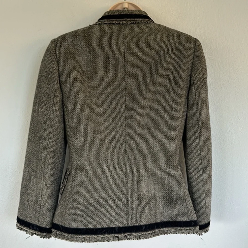 Banana Republic gray wool fringe professional button up blazer jacket size 0